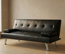 Sofa Bed Black Leather Living