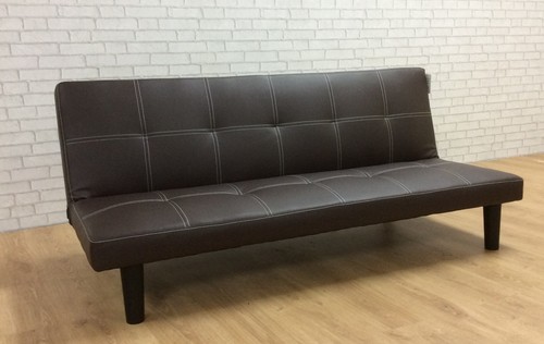 Single faux leather sofa bed - sofa,