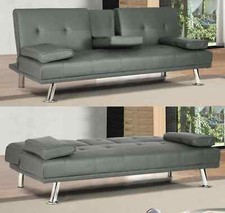 Sofa Bed Faux Leather with Cup