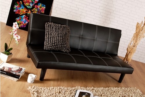 Single faux leather sofa bed - faux,