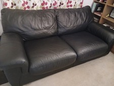 Real Leather Sofa Bed Black