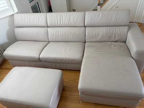 Dfs white leather corner sofa - corner,