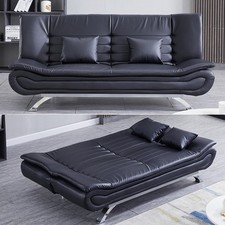Folding 3 Seater Leather Sofa