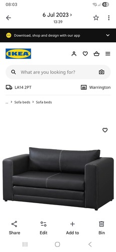 Black leather sofa - black,